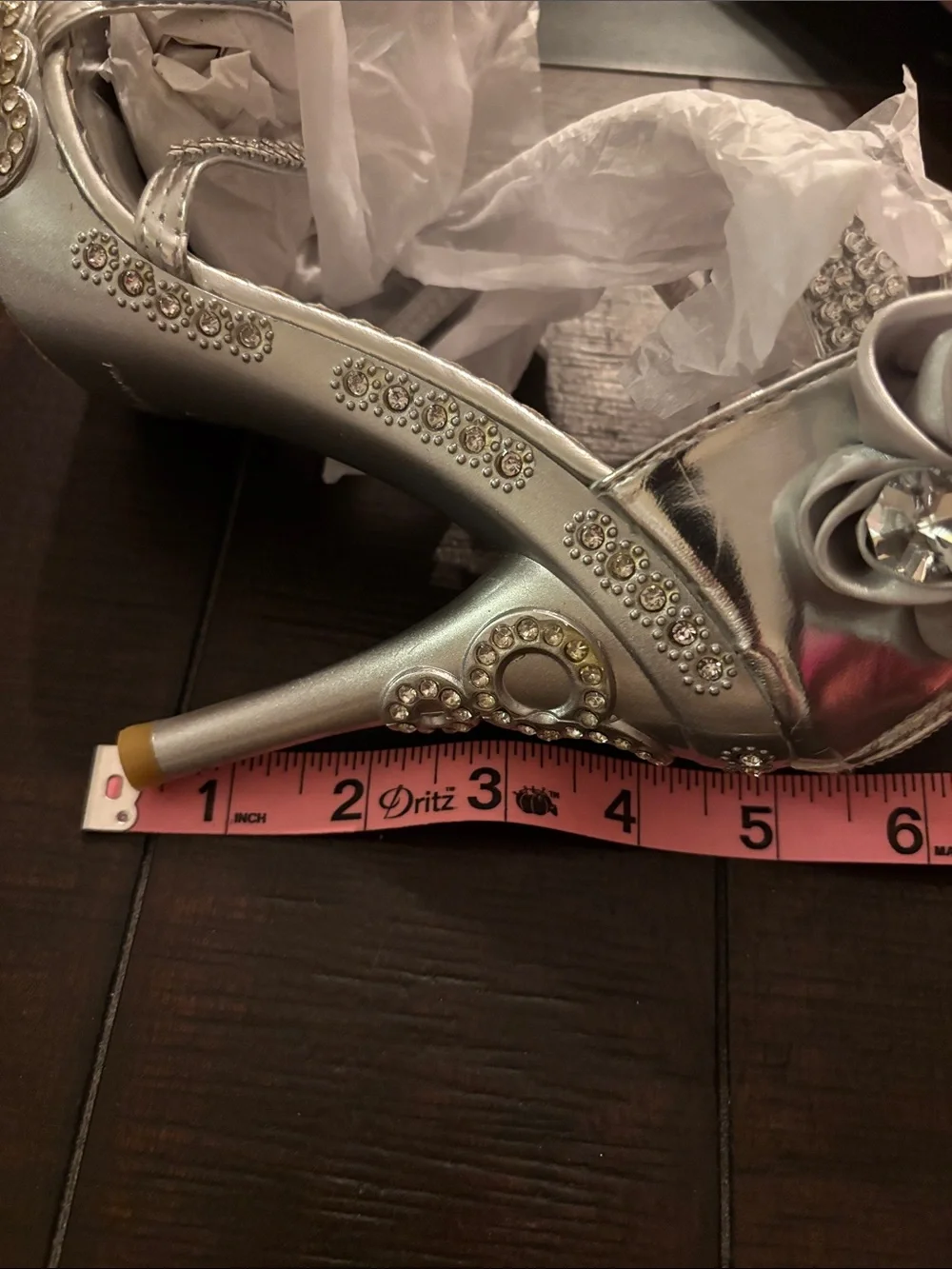 Glamour Silver Crystal-Strap Floral Accent High Heel Sandals